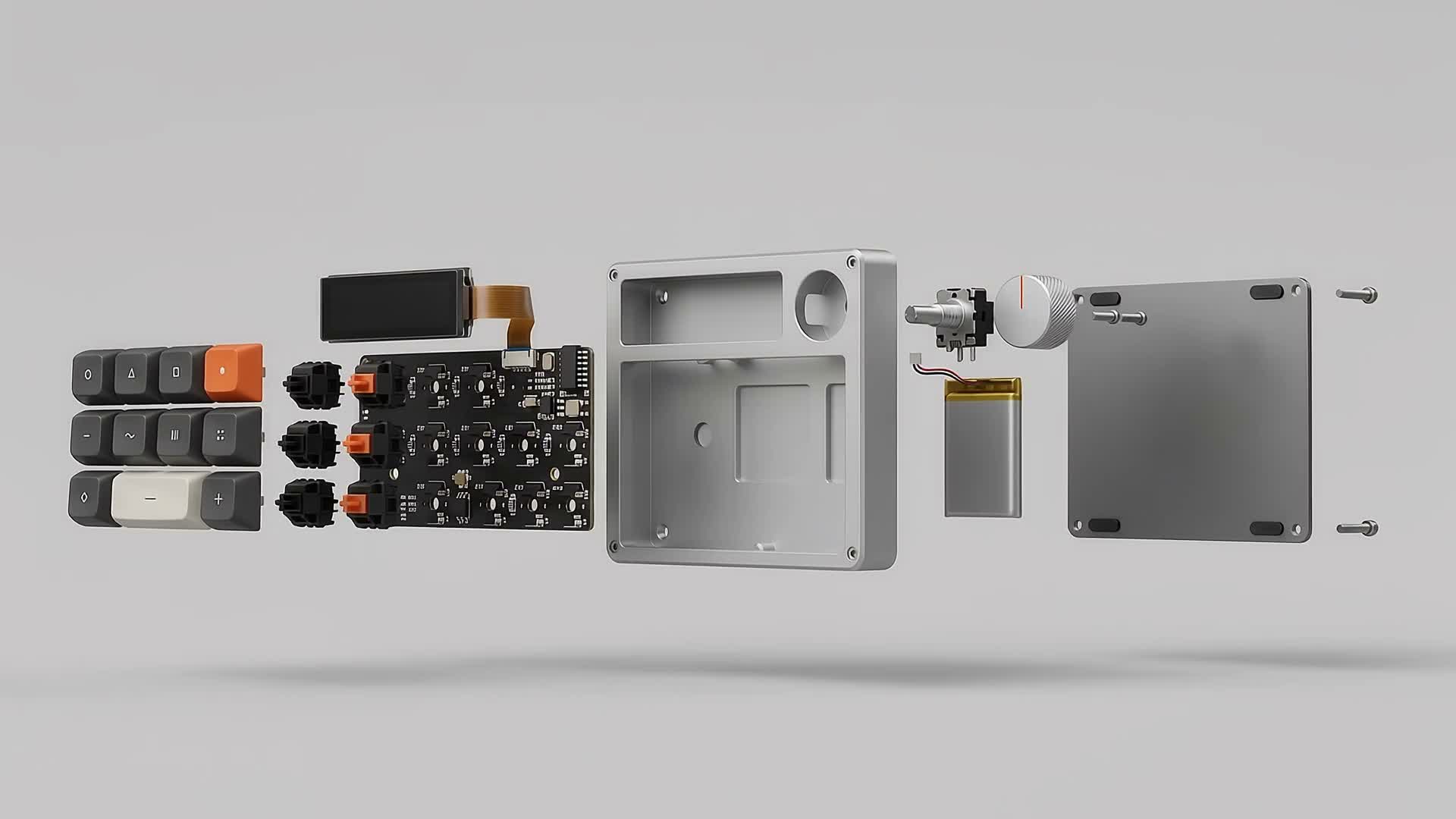 Separated components from the SLAB scroll-controlled assembly sequence
